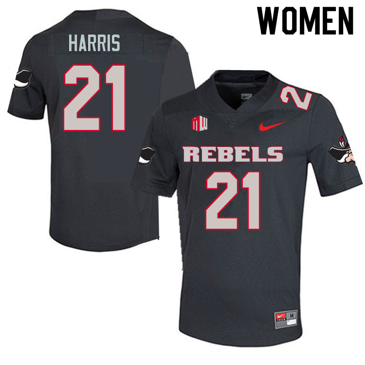 Women #21 BJ Harris UNLV Rebels College Football Jerseys Sale-Charcoal - Click Image to Close